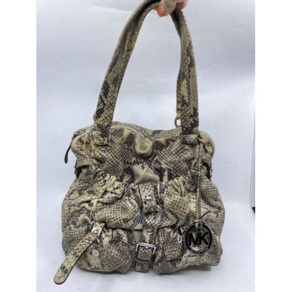 michael kors bag snake print beige leather tote - Picture 2 of 12